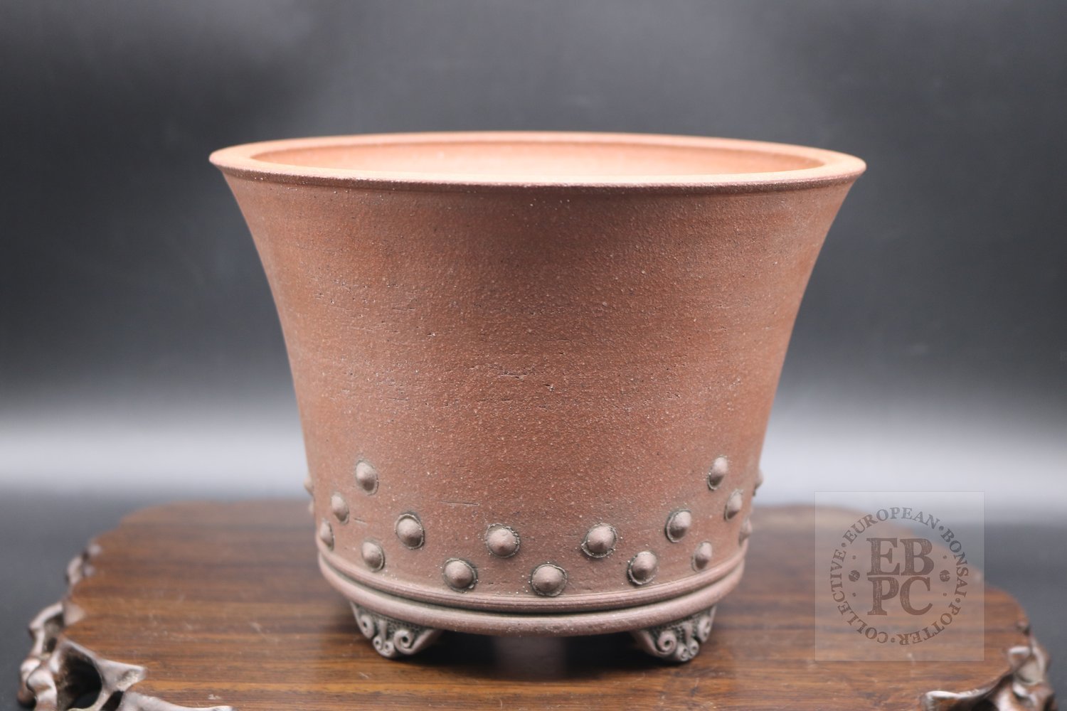 SOLD - Stone Monkey Ceramics - 18.5cm; European; unglazed; shohin / kifu; round; studs