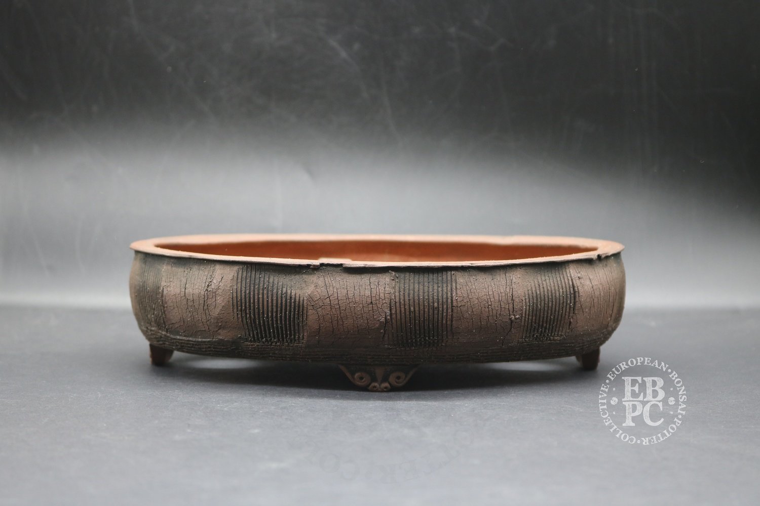 Stone Monkey Ceramics - 23cm; Unglazed; Textured; Oval; Brown; Andrew Pearson