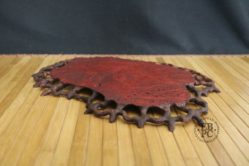 Ikigai Bonsai Stands - Jitta &amp; Netaku Fusion; Bonsai Display Plate &amp; Root Stand; 35cm; Handcrafted; Oak Burl; Refined Finish; Marked 'Ikigai'