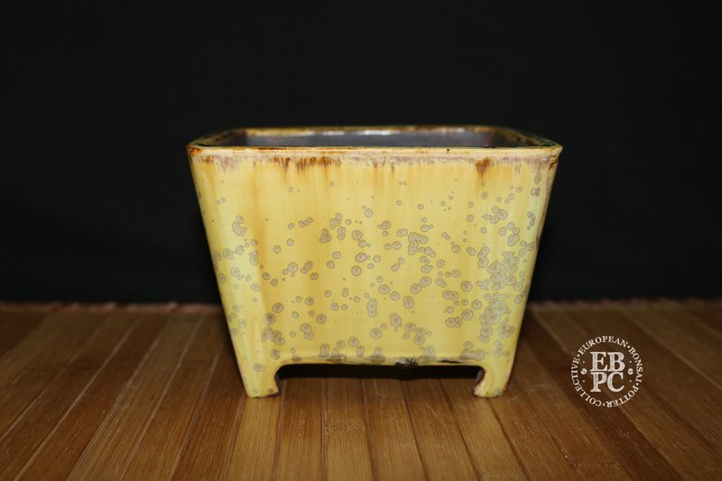 Bruno Auvinet - 15cm, Glazed; Square; Semi-Cascade; Crystalline Glaze; Smokey Cream; Browns; D Green Drips!; EBPC Stamped; Bruno Auvinet