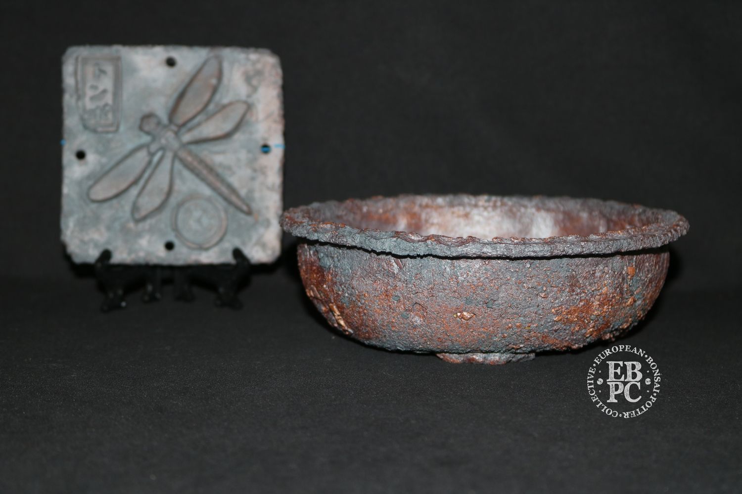 Dragonfly Bonsai Pots - 19.2cm; Round; Rustic; Textured; Chunks; Recessed Feet; Graham Simpson