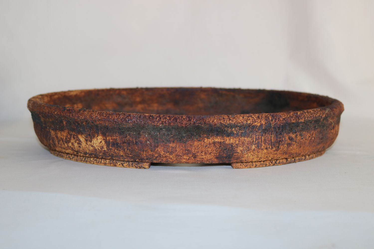 Dragonfly Bonsai Pots- 37.6cm; Unglazed; Oval; Rustic; Browns; Greys; Reds; Natural Textures; Aged Finish