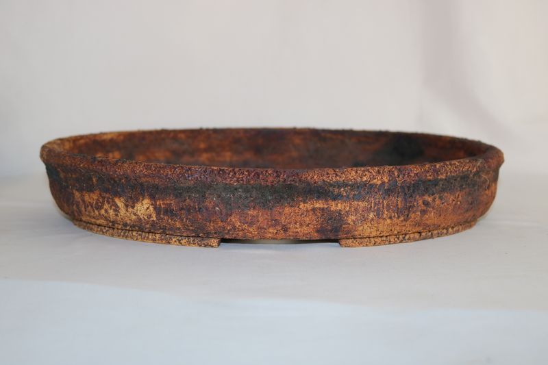 Dragonfly Bonsai Pots- 37.6cm; Unglazed; Oval; Rustic; Browns; Greys; Reds; Natural Textures; Aged Finish