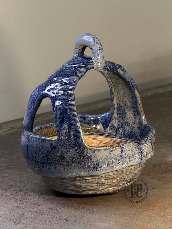 Igor Carino - Italy.  23cm; Kusamono Pot; Part Glazed; Innovative 3D Printed Techniques; Wood-Fired; Culmination of 10 Years Research; Gafu-ten Winner; Ruri / Darl Blue Glaze;   *EBPC DIRECT