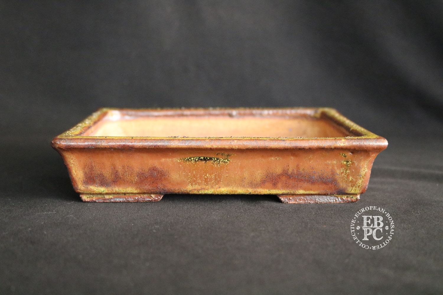 Guerao Bonsai Pots; 19.8cm; Glazed; Rectangle; Tenmoku; Glaze; Browns; Black; Guerao Pot.