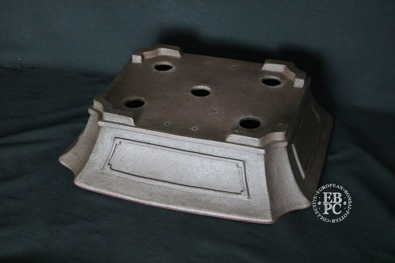 Senshu; Japan.  39.2cm; Rectangle; Unglazed; Panels in Relief; Stamped By Artist;