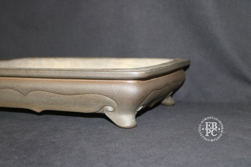 Yamaaki, Tokoname, Japan.       38.6cm; Rectangle; Handmade; Unglazed; Antique Chinese Design; Refined Finish: Stamped by the artist.