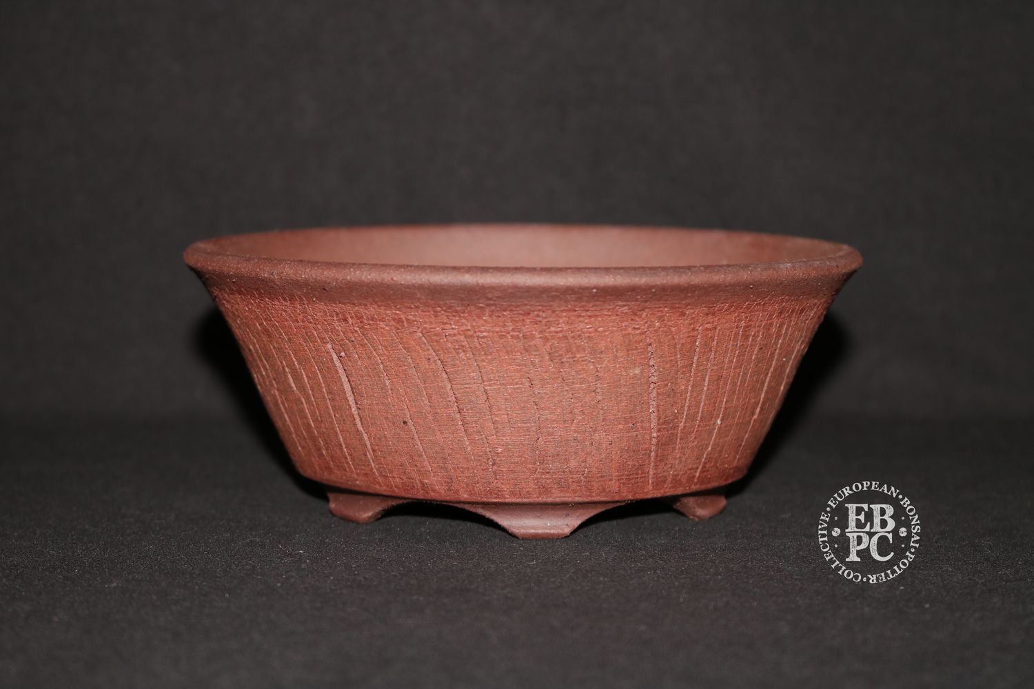 Wabi Sabi Studio - 14.6cm; Unglazed; Round; Shohin; 'Cracked' Finish; Flared Design; Reddish Brown Clay; Textured Finish; EBPC Stamped. (Shipped from the UK)