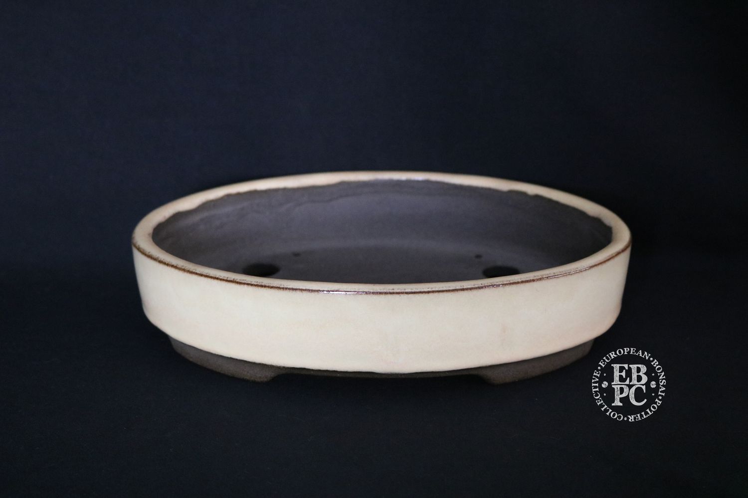 Wabi Sabi Studio - 25.5cm; Glazed; Oval; 'Aged Cream' Glaze; Contrasting Clay; EBPC Stamped. (Shipped from the UK)