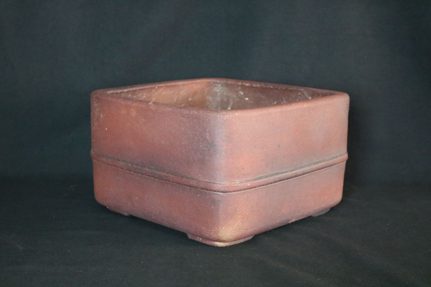 Bryan Albright, U.K.   24cm; Square; Semi-Cascade; Unglazed; Banded Design; Recessed Feet; Excellent Form &amp; Finish;