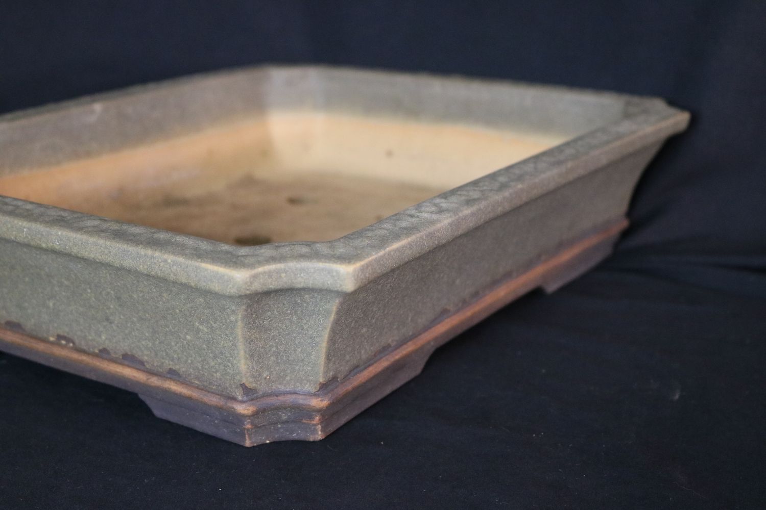 Derek Aspinal - England.  40.7cm; Rectangle; Traditional Design; Glazed; Stamped; Older Pre-Loved Pot; Minor Repair - Price Reflected; Excellent Collector Piece.