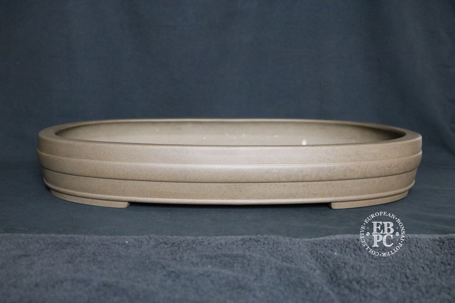 KEIZAN, Tokoname.   57.2cm; Vintage; XL Oval; Unglazed; Recessed Feet; Banding Detail; Excellent Form &amp; Finish;    * From a Private 70's Collection *