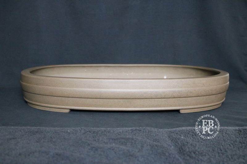 KEIZAN, Tokoname. 57.2cm; Vintage; XL Oval; Unglazed; Recessed Feet; Banding Detail; Excellent Form & Finish; * From a Private 70's Collection * KEIZAN, Tokoname. 57.2cm; Vintage; XL Oval; Unglazed; Recessed Feet; Banding Detail; Excellent Form & Finish; * From a Private 70's Collection *