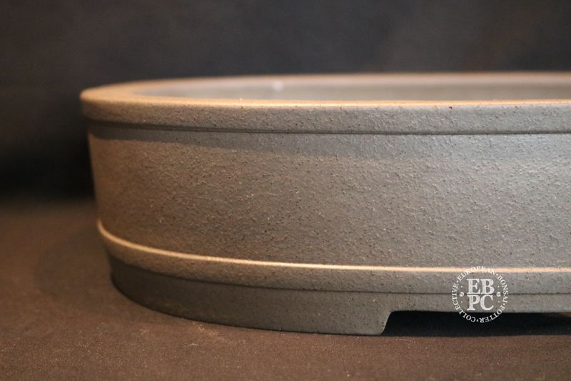 KEIZAN, Tokoname. 40cm; Vintage; Oval / Soft Rectangle; Unglazed; Recessed Feet; Banding; Smooth Finish; * From a Private 70's Collection *