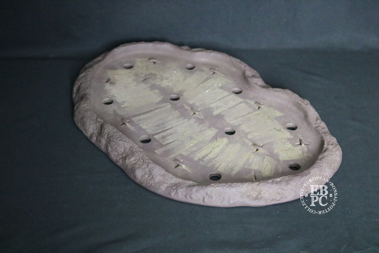 'Shosen Juudou - Yamaaki, Tokoname.     Vintage; 46.7cm; Large Slab / Forest Pot; Handmade over 50 Years Ago; Unglazed Look; Refined Form; Rustic Finish; Kiln closed 2011; Stamped &amp; Hand Signed.