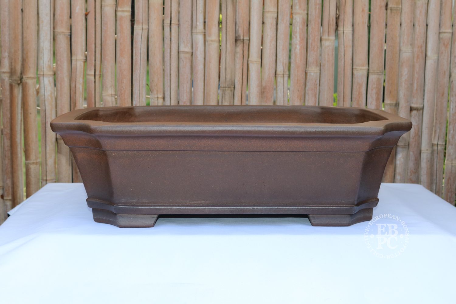 GYOUZAN, Tokoname.   55.2cm; Rare Design; Rectangle; Unglazed;  Recessed Feet; Excellent Form &amp; Finish; Leading Deceased Artist; Hand-signed.