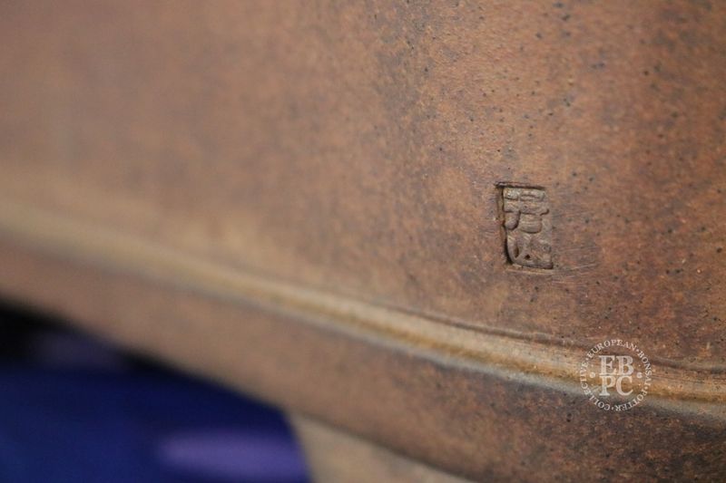 GYOUZAN, Tokoname. 60cm; Rectangle; Unglazed; Recessed Feet; Excellent Form & Finish; Leading Deceased Artist; External 'Show-Stamp'; Hand-signed