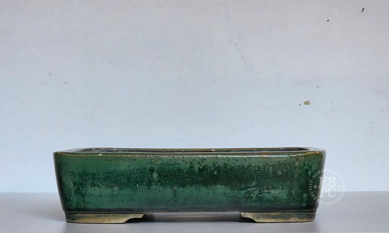 Harumatsu Rokumisai, Japan. 31cm; Vintage Rectangle; Crystalline Glaze; Yohen/Kiln Change Glaze; Greens; * EBPC-Client DIRECT: Shipped from Italy. Harumatsu Rokumisai, Japan. 31cm; Vintage Rectangle; Crystalline Glaze; Yohen/Kiln Change Glaze; Greens; * EBPC-Client DIRECT: Shipped from Italy.