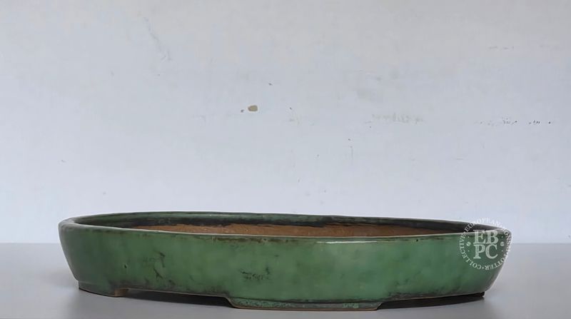 Shuhou - Tokoname, Japan. Vintage; 38.5cm; Oval; Crystalline Glaze; Greens & Turquoise; Integrated Feet. * EBPC-Client DIRECT: Shipped from Italy.