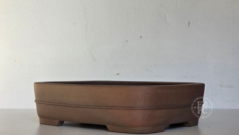 Keizan - Tokoname, Japan.   46cm; L Rectangle; Unglazed; Generous Depth; Banded Design.   * EBPC-Client DIRECT: Shipped from Italy.
