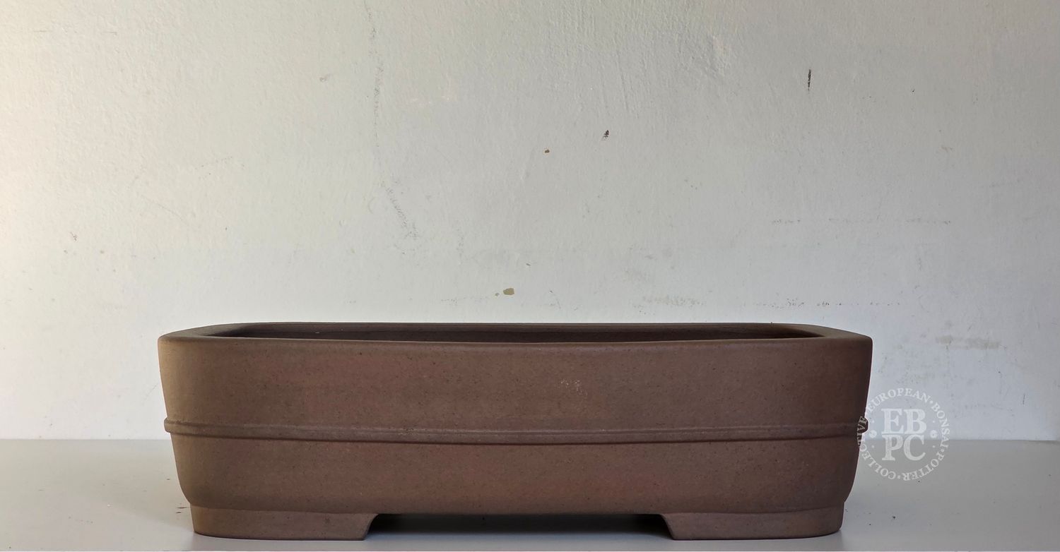 Keizan - Tokoname, Japan.   46cm; L Rectangle; Unglazed; Generous Depth; Banded Design.   * EBPC-Client DIRECT: Shipped from Italy.