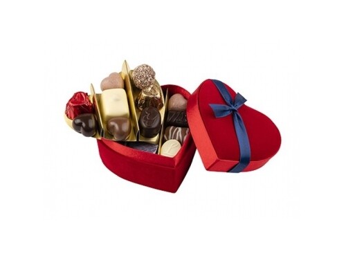 Fluwelen hart Leonidas met 2 lagen pralines