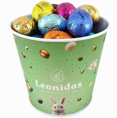 Zinken potje Leonidas Pasen gevuld met 300gr. paaseitjes
