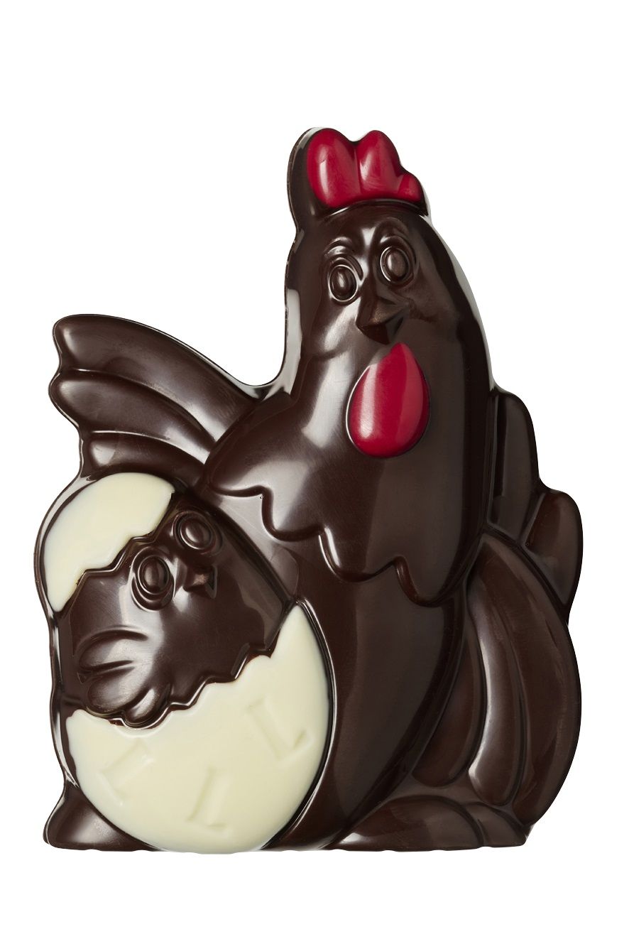 Kip met kuiken meerkleurig 100 gr. fondant