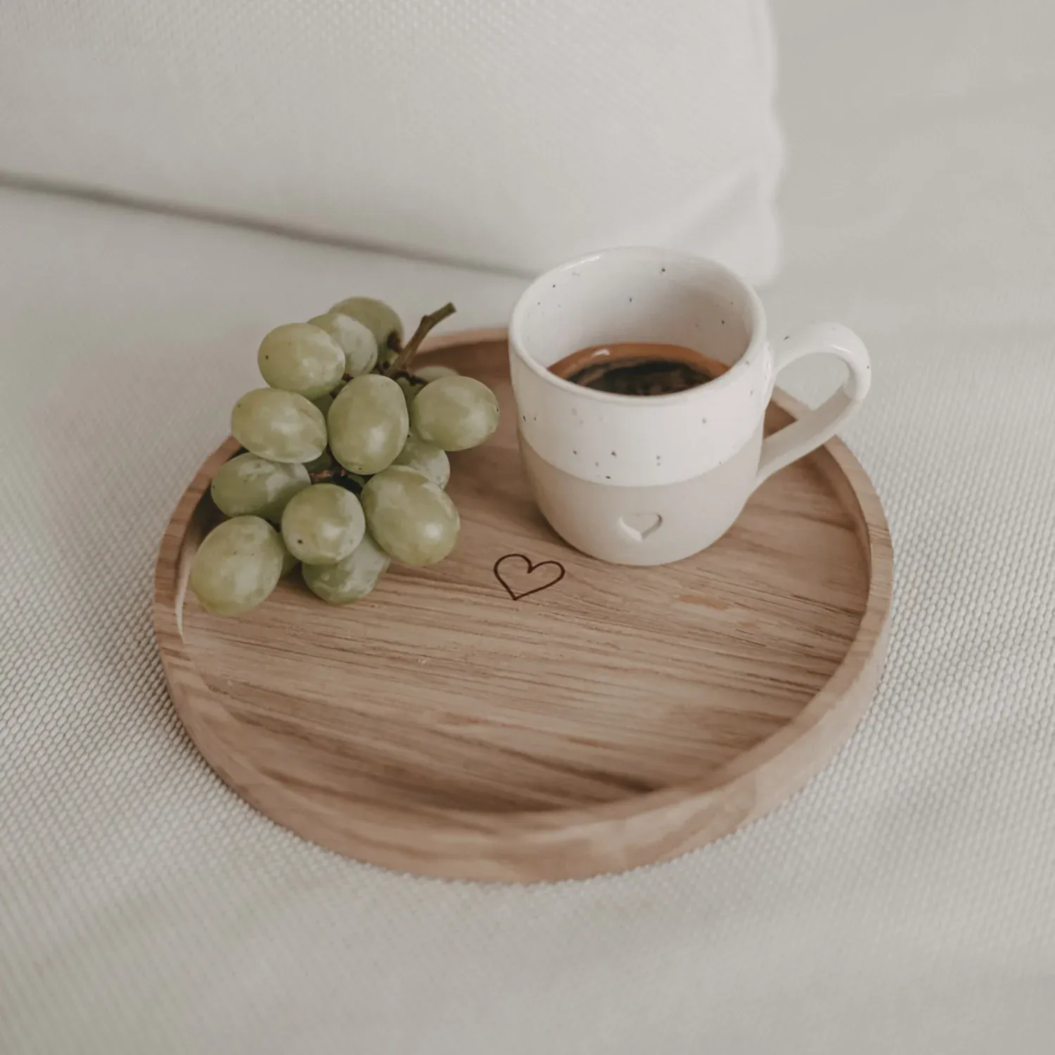 Houten ronde tray met hartje