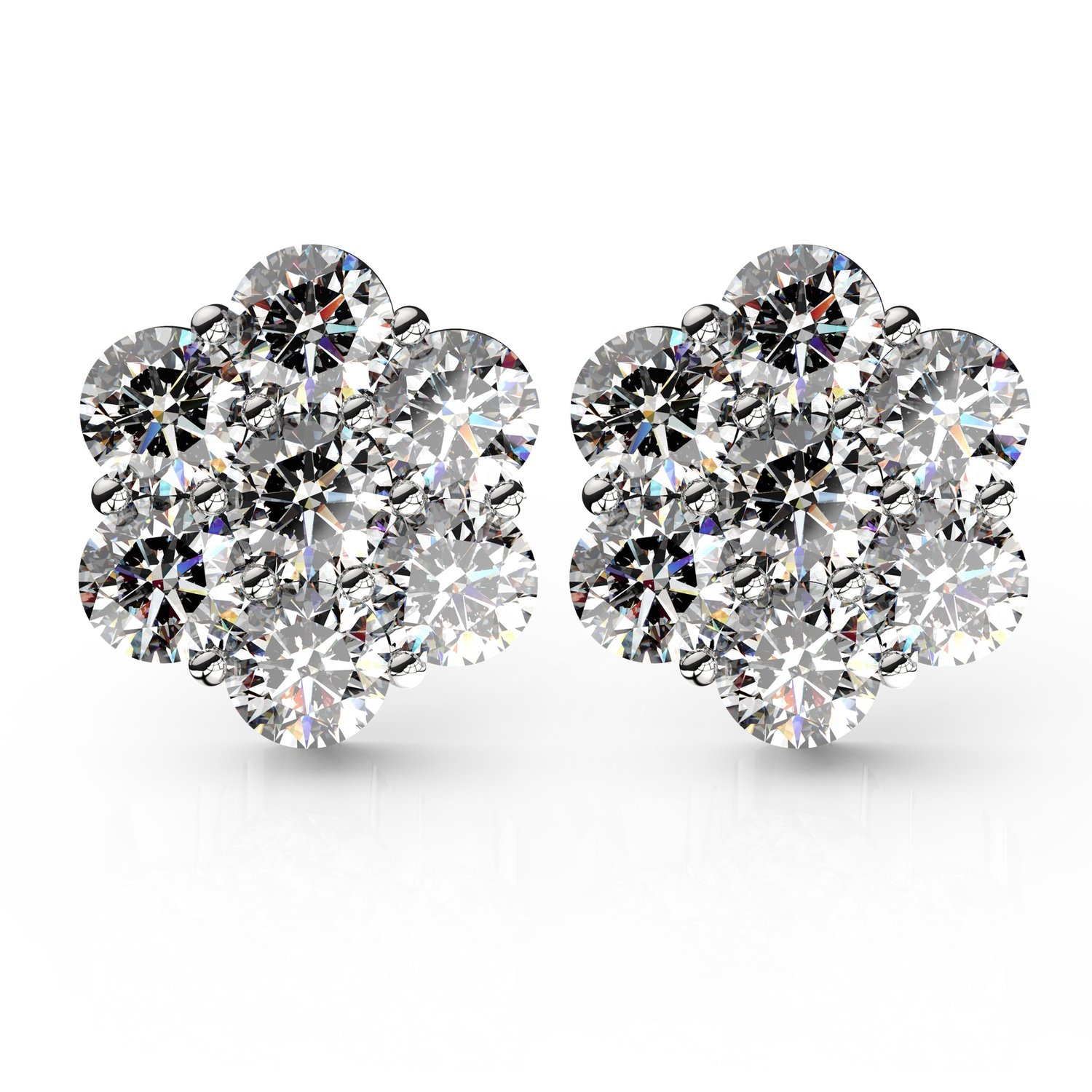 Platinum Diamond Cluster Earrings Platinum Diamond Cluster Earrings