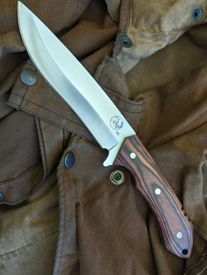 Tassie Tiger Fixed Blade Knife with Wood Hand and Leather Sheath