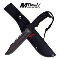 MTech Black Rubber Handle Sawback Knife