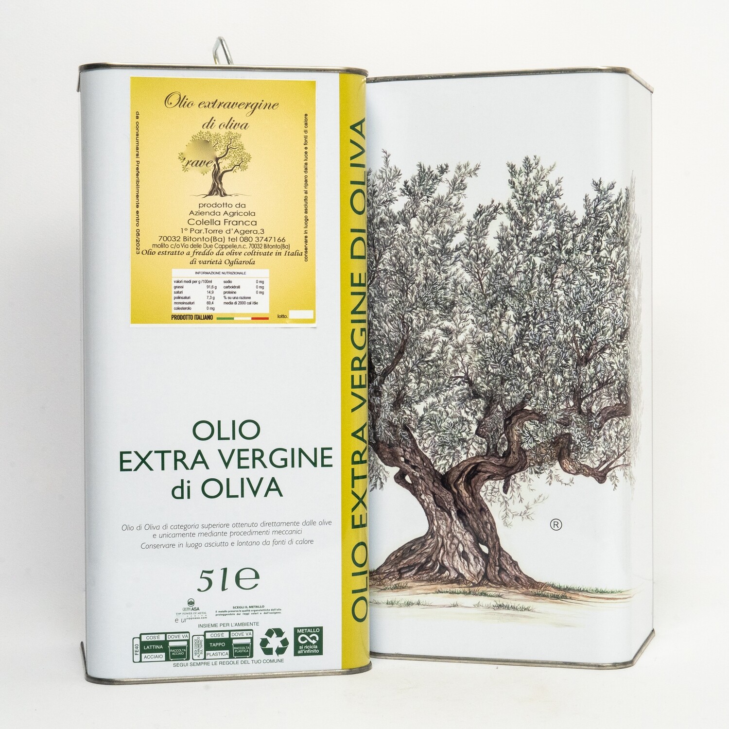 Olio extravergine di oliva varietà 100% Ogliarola 2021