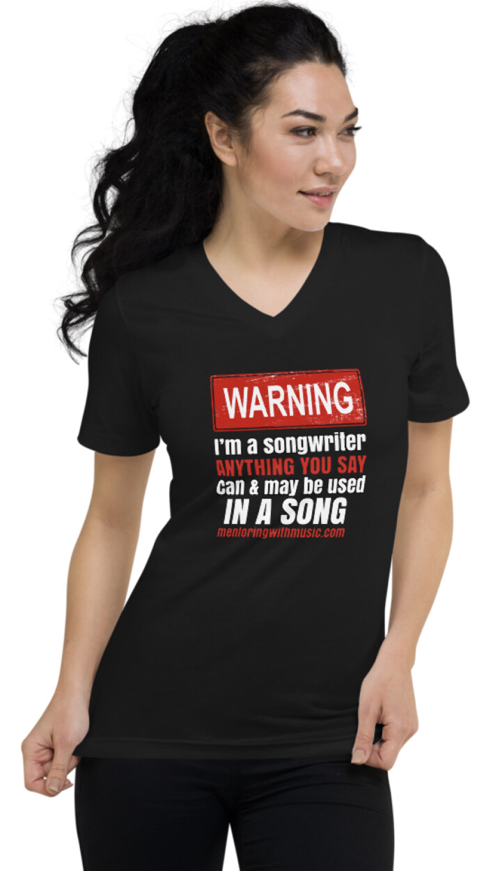 Songwriter Unisex Short Sleeve V-Neck T-Shirt Black