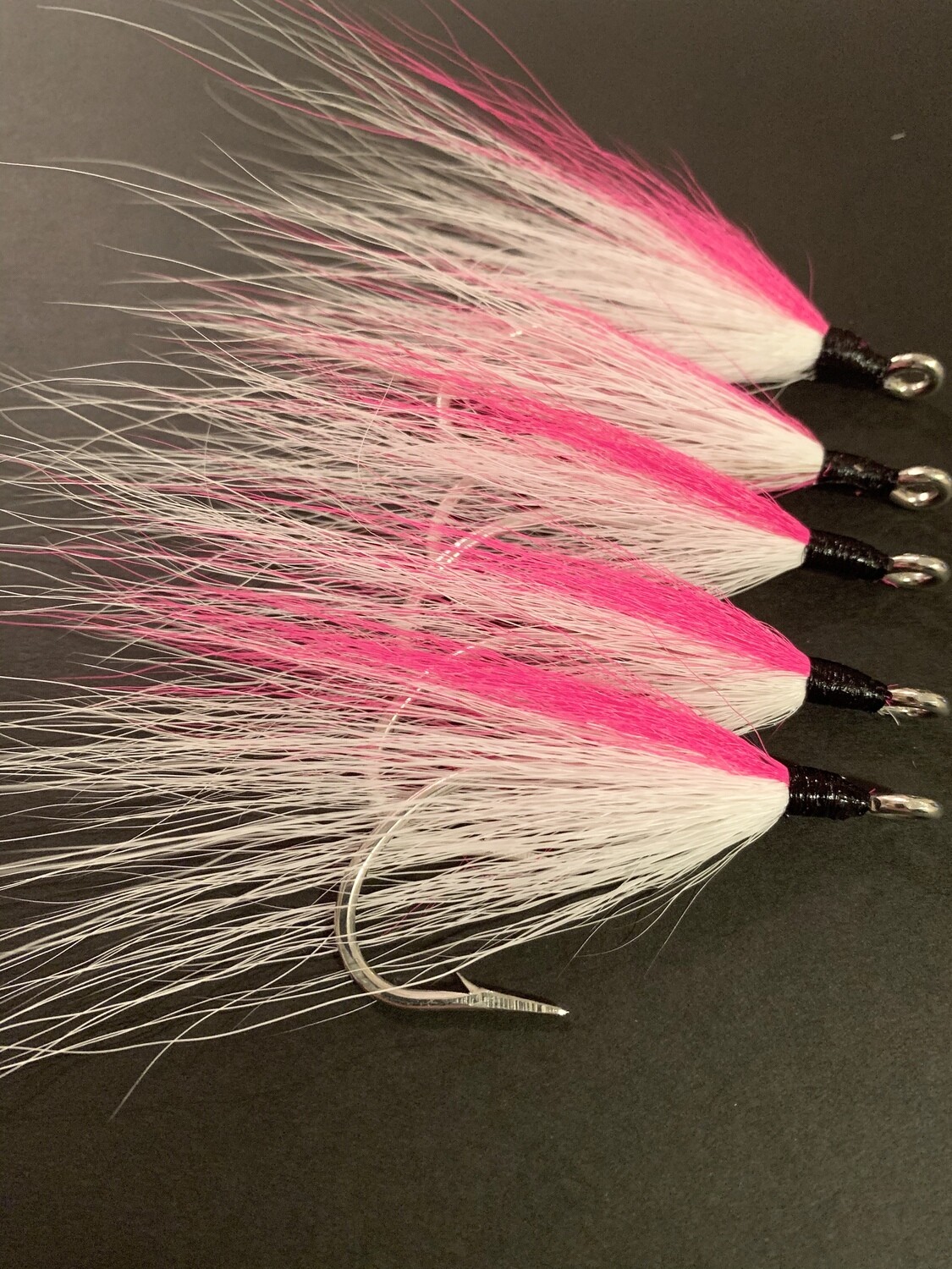 XLarge BuckTail Teaser Jigs • 5/0 Hooks • Stripers Sharks Blues Flounder Fluke • Pink/White