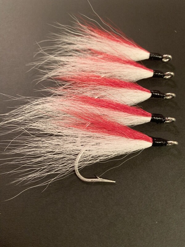 XLarge BuckTail Teaser Jigs • 5/0 Hooks • Stripers Sharks Blues Flounder Fluke • Red/White