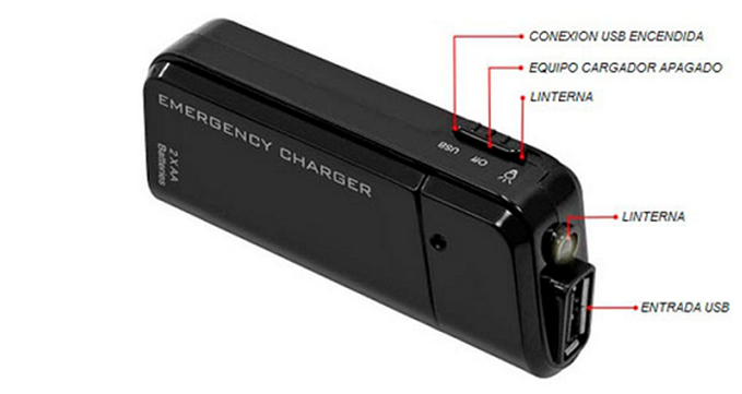 Cargador Usb De Emergencia Para Celular Gps Usa Pilas Aa