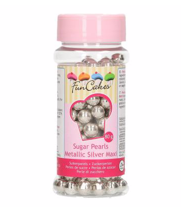 FunCakes Sugarpearls 8mm -Metallic Silver- 80g FunCakes Sugarpearls 8mm -Metallic Silver- 80g