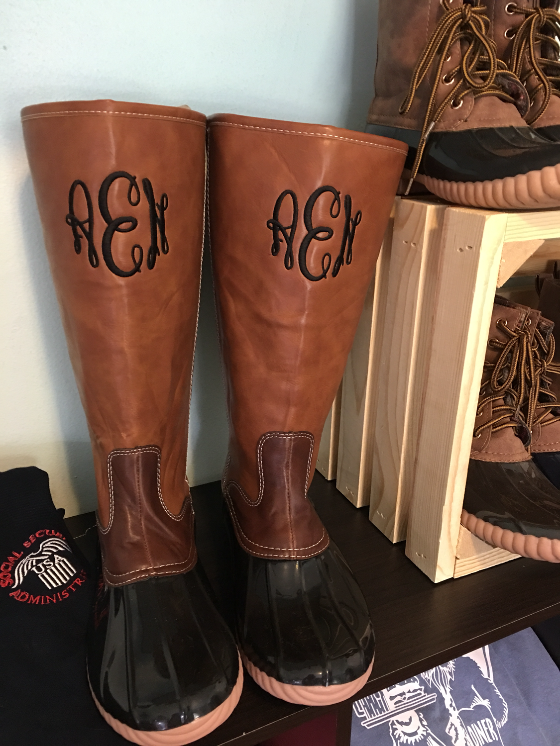 womens tall duck boots monogrammed
