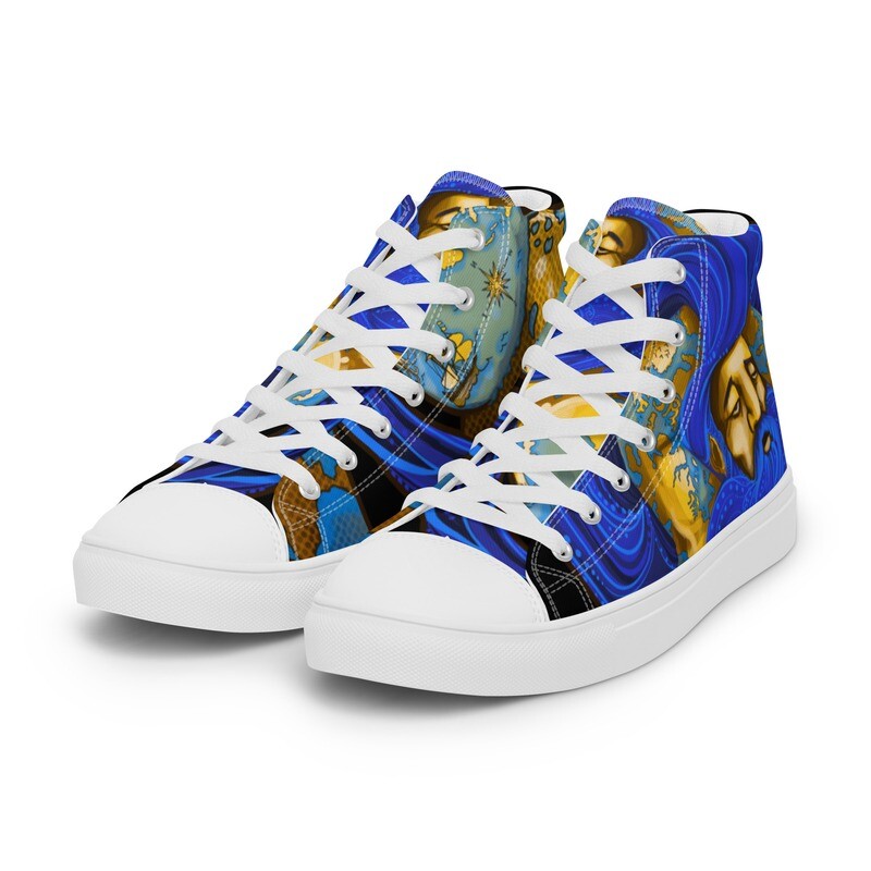 Traveling Man by Spencer P. Meyers All-Over Print Men’s High Top Canvas Shoes