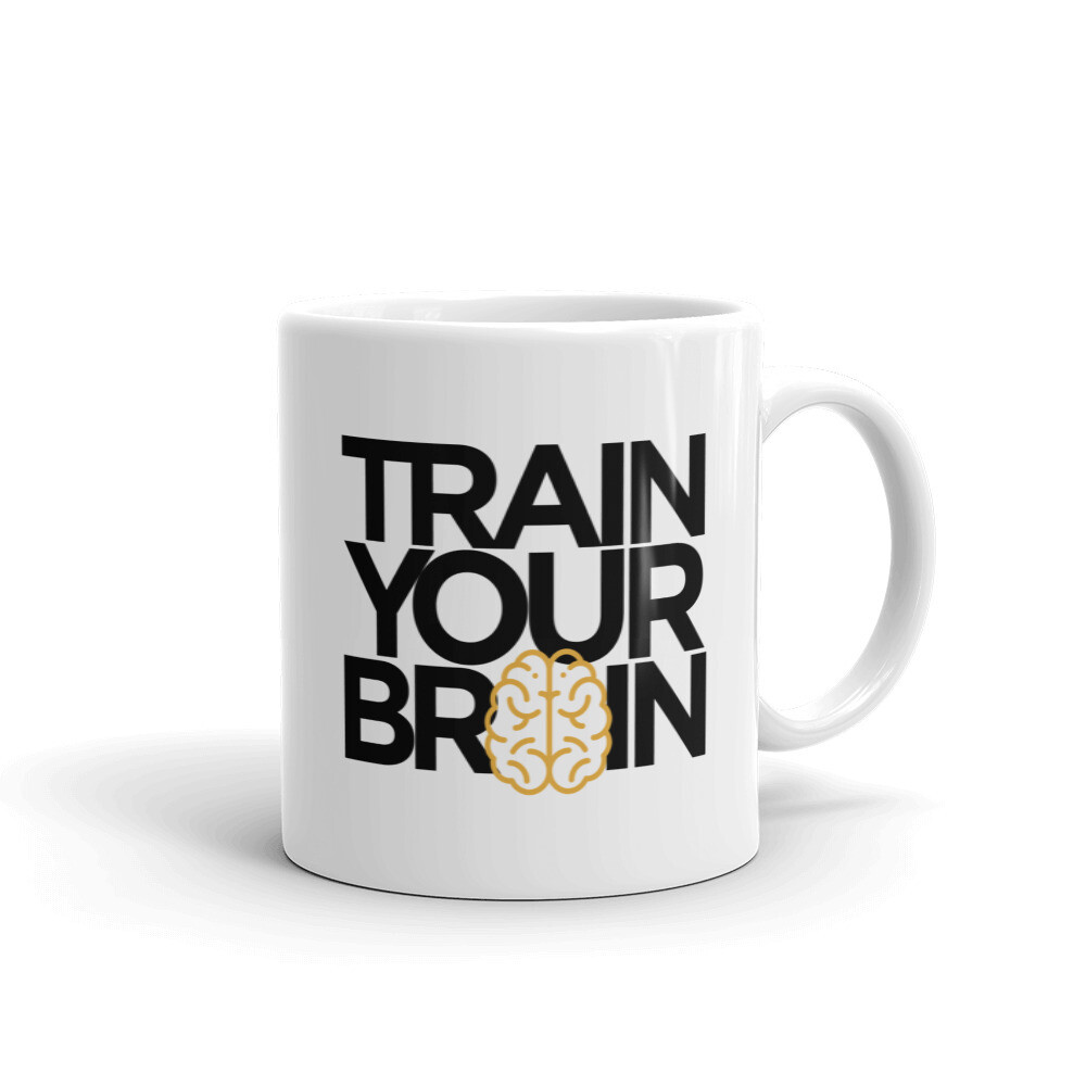 Train Your Brain white glossy mug