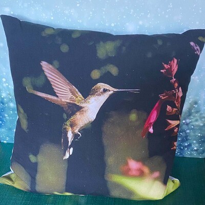Pillow Cover - Ruby-throated Hummingbird