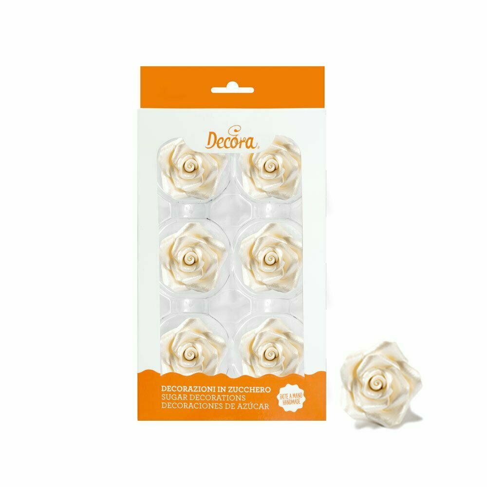 Rose in zucchero grandi - bianco