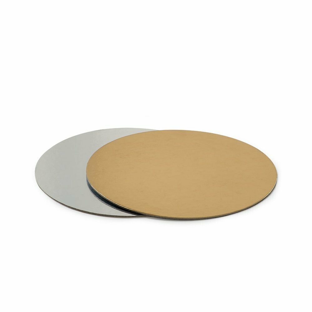 Sottotorta tondo dorato/argentato sottile - 26 cm