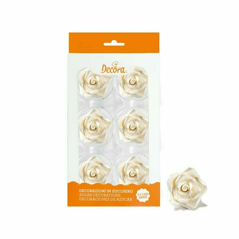 Rose in zucchero grandi - bianco
