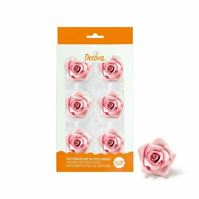 Rose in zucchero grandi - rosa