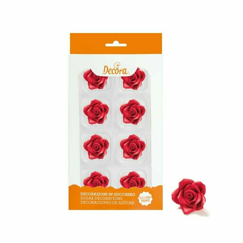 Rose in zucchero medie - rosso