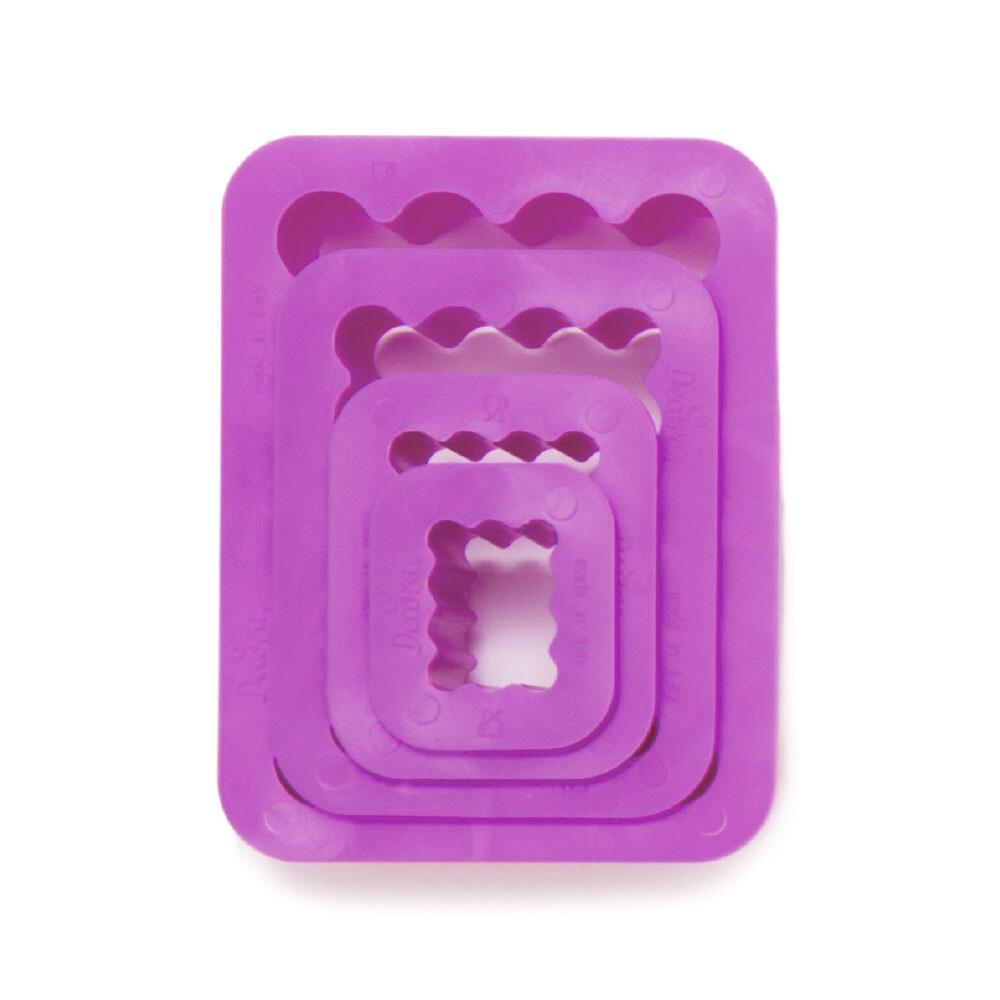 Set di 4 tagliabiscotti - rettangolo festonato