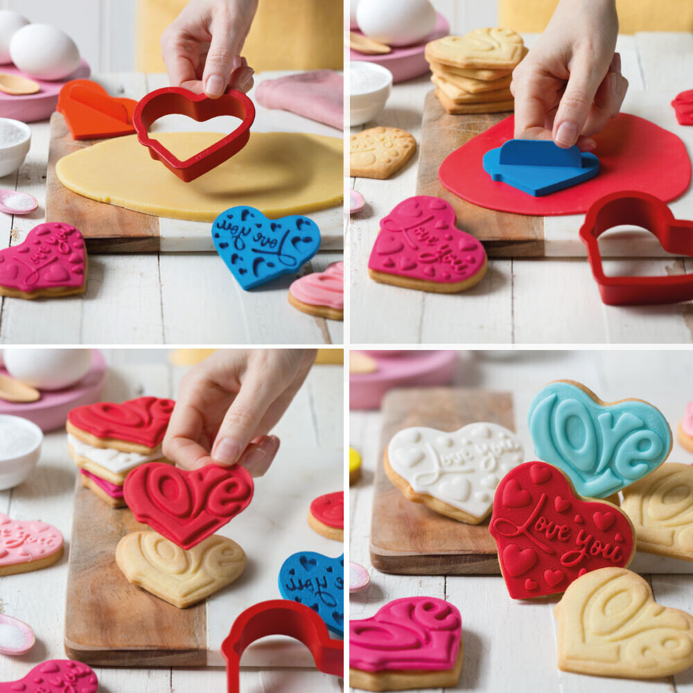 Set di tagliabiscotti e timbri  -  Love