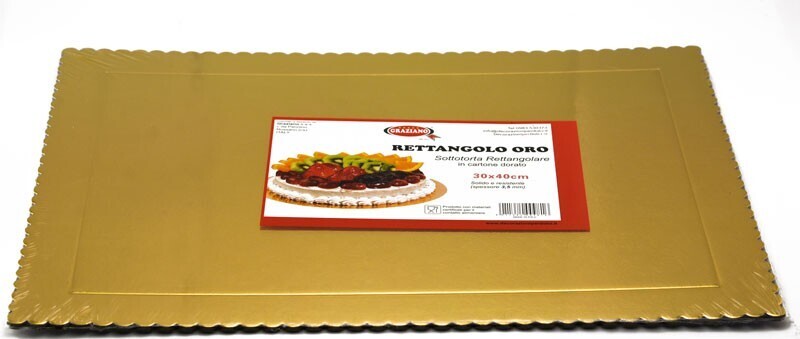 Sottotorta rettangolare oro rigido - 15 x 30 cm